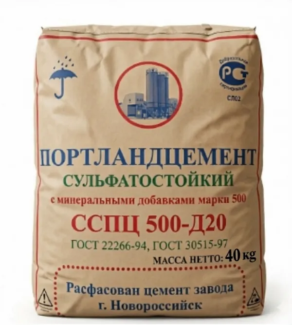 Купить Цемент М500 Д20 Новороссийск, 40 кг ЦЕМЕНТ+