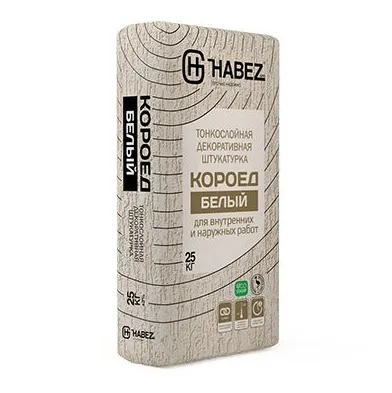 Купить Штукатурка декоративная Короед белая 2.5 мм Habez