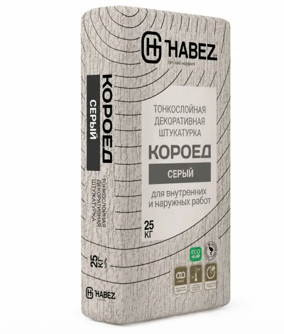 Купить Штукатурка декоративная Короед серая 2.5 мм Habez