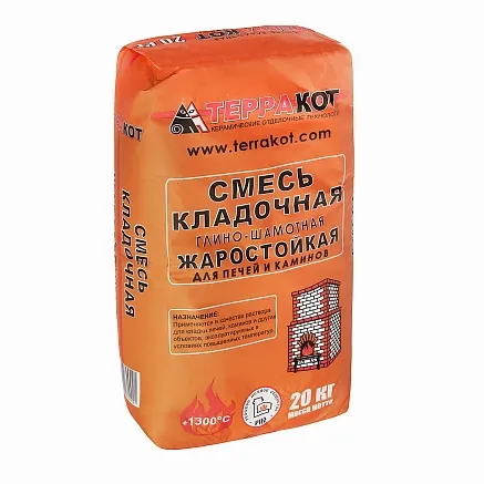 Купить СМЕСЬ кладочная глино-шамотная Терракот, 20 кг