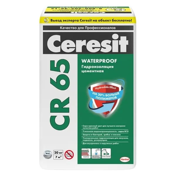 Купить Гидроизоляционная масса Церезит CR 65 WATERPROOF 20 КГ 203381 2422938