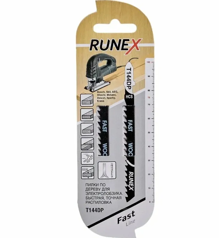 Купить Пилки 2 шт; 6 TPI; 100x75 мм; h=8-60 мм для лобзика RUNEX T144D