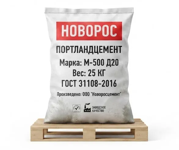 Купить Цемент М-500 Д20 25 кг Новорос