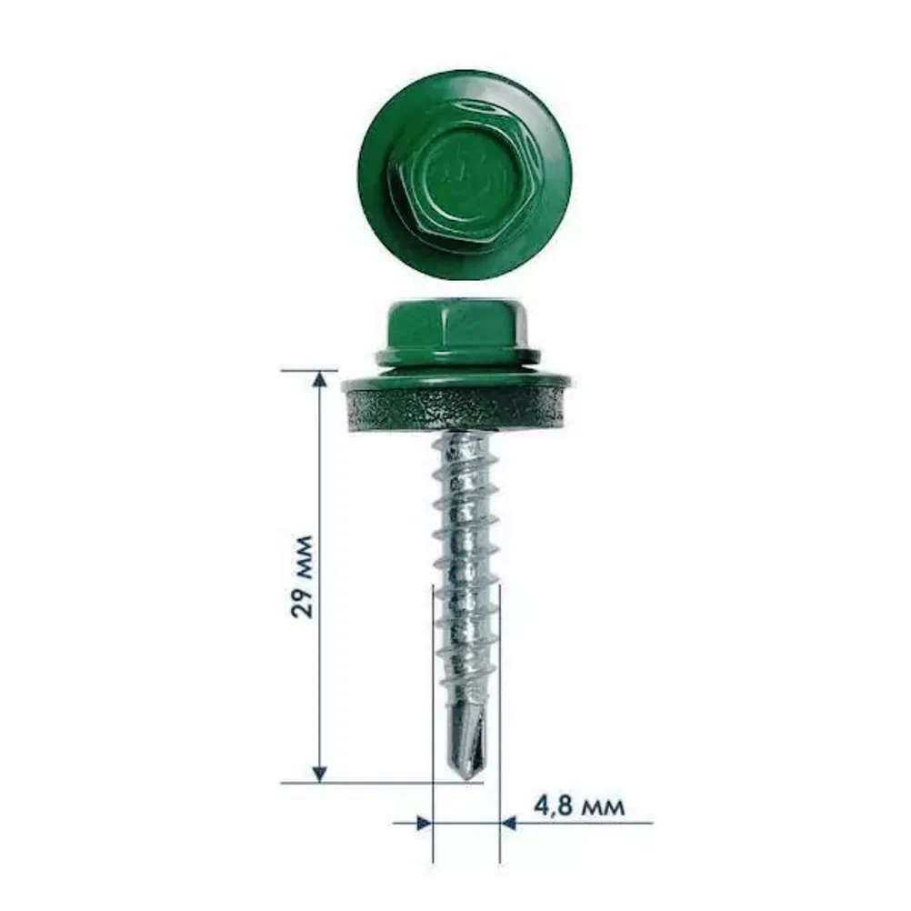 Купить Кровельный саморез Daxmer 4,8x29 RAL 6005, 250 шт, сверло №1