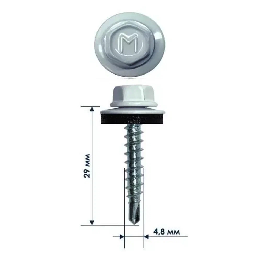 Купить Кровельный саморез Daxmer 4,8x29 RAL 9003, 250 шт, сверло №1