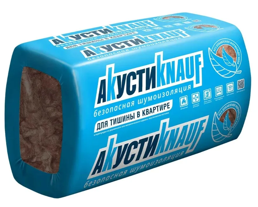 Купить Утеплитель KNAUF INSULATION АкустикКнауф 8 шт 100х610х1230 мм 6 м2 / 0,6 м3