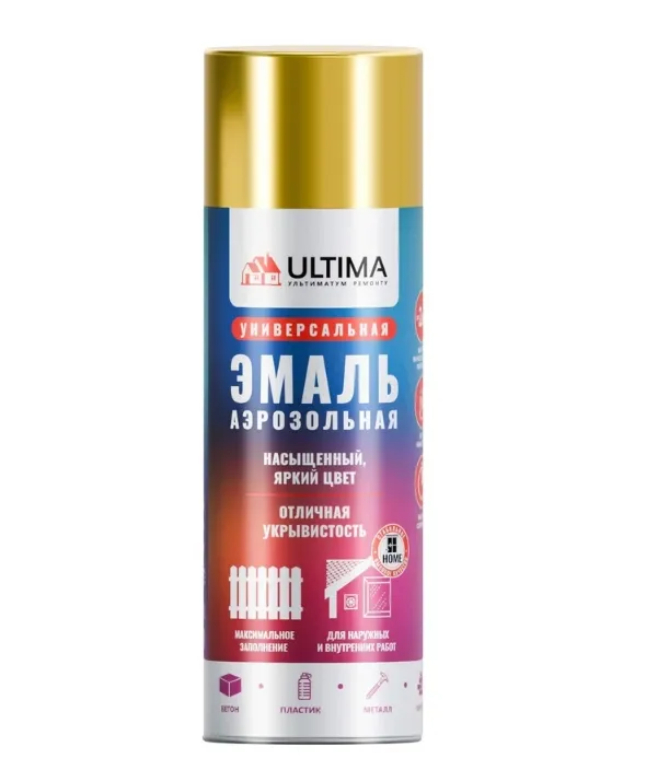 Купить Аэрозольная краска ULTIMA RAL 1018 Золотой МЕТ универсальная 520 мл