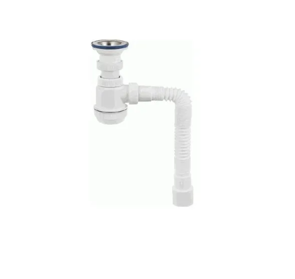 Купить Сифон для мойки 11/2"х40/50 с нерж.чашкой 70 мм и гибкой трубой VIRPLAST МИНИ Элит 001.024.002 6760
